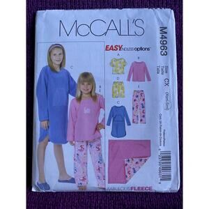 Simplicity sewing pattern  4963 Kids nightshirt pajamas top pants
